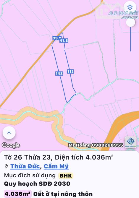 Đất quy hoạch khu dân cư – 4.036m² Thừa Đức, Đồng Nai, giá đầu tư cực tốt!