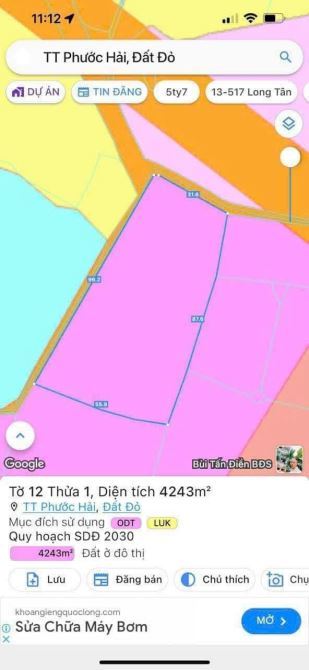 🌴GÓC 2MT ĐANG TRẢI NHỰA – 4243m² có 493TC – CÁCH BIỂN CHỈ 500M – TT PHƯỚC HẢI🌊