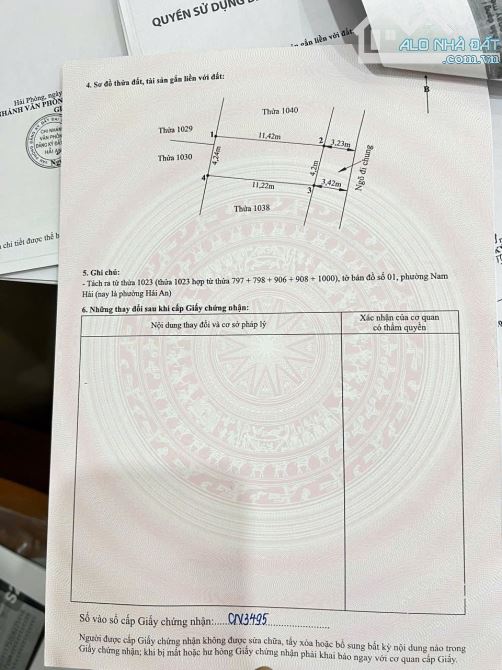 🍀Bán lô đất ngõ Hàng Tổng - Lũng Đông, Đằng Hải, Hải An, Hải Phòng - Dtmb: 47,6m2, ngang