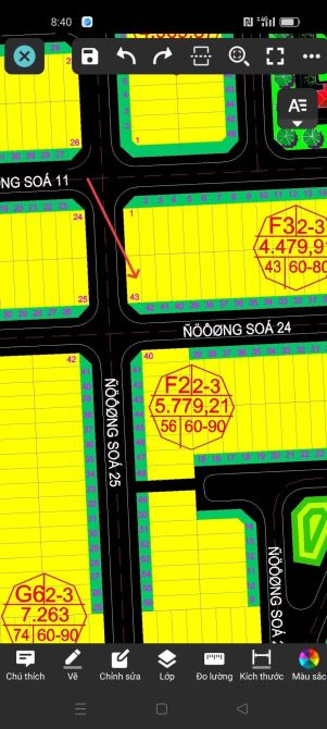 Bán Đất Khu Dân cư thái sơn Long hậu 100m2=5*20 giá : 2toi290