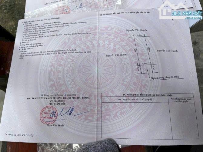 💥💥💥 BÁN ĐẤT LƯƠNG QUÁN – NAM SƠN – AN DƯƠNG diện tích 60m², ngang 4,6m, nở hậu