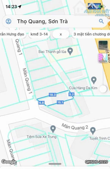 💥BÁN ĐẤT ĐƯỜNG MÂN QUANG-🌸THỌ QUANG SƠN TRÀ- 🌸DT- 80M2 NGANG 7M- 🌸GIÁ CHÀO 4,9X TỶ