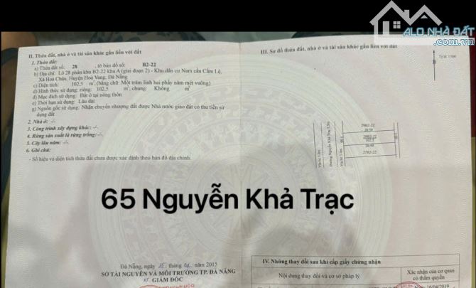 Bán lô Nguyễn Khả Trạc, Hòa Xuân - Gần cầu Cẩm Lệ - Dt 100m2, Giá chỉ 4.25 tỉ tl