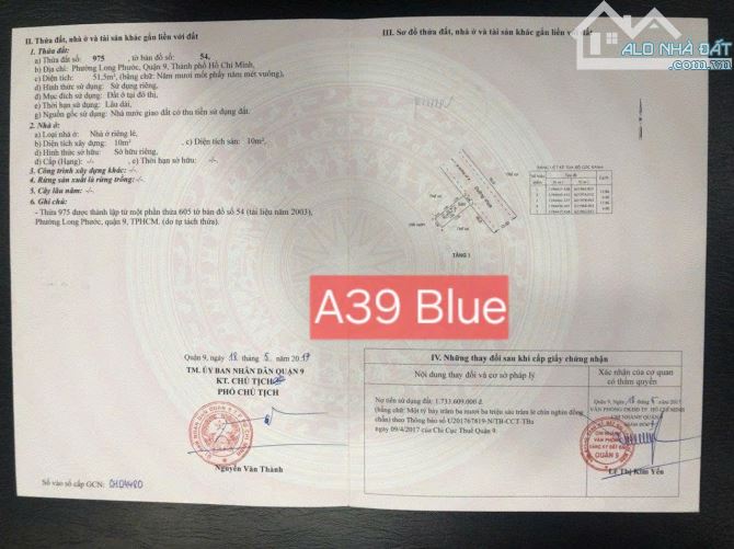 BÁN ĐẤT NỀN KDC "BLUE" ĐƯỜNG SỐ 8 F LONG PHƯỚC THÀNH PHỐ THỦ ĐỨC 2,060 TỶ