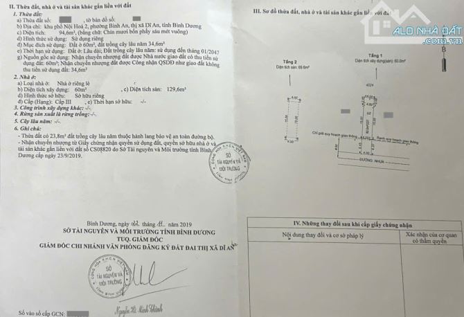 Bán nhà 1 trệt 1 lầu hoàn công gần Làng Đại Học P.Bình An Tp.Dĩ An chỉ 4 tỷ75 TL M7797