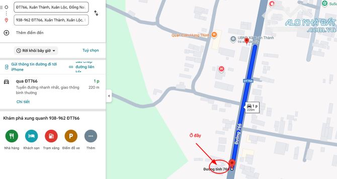 Bán đất 362m² (5m ngang) có nhà cấp 4, mặt tiền TL766, Xuân Thành Xuân Lộc
