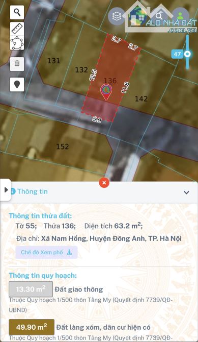 🤙 ‼️‼️ 60 tr/m2 - TẰNG MY - NAM HỒNG - GẦN BÌA LÀNG - NGÕ THẲNG - MẶT TIỀN 5m 🤙‼️ - 1