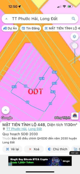 🌟 Mặt Tiền Tỉnh Lộ 44B – Xã Phước Hải – TP HCM – DT 1133m² - 1