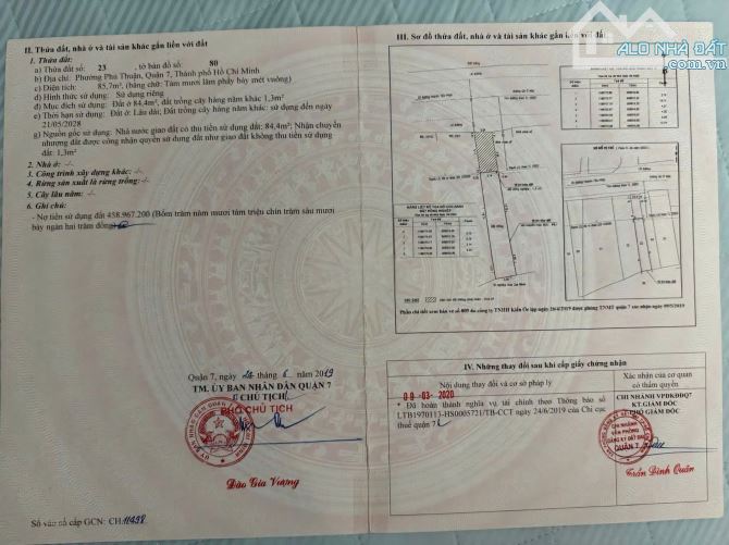 bán nhà 4x21m gò ô môi phường Phú Thuận Quận 7, cấp 4 giá 10,5 tỷ TL - 1