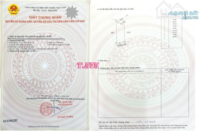 Bán 1000m2 đất giáp suối Ninh Hoà LH:Lê Dân - 1