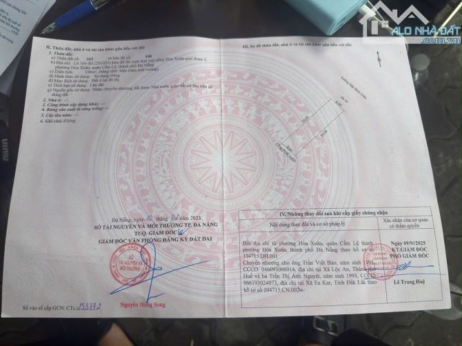 Bán đất đường Diệp Minh Châu - Hoà Xuân - Đông bắc - Giá 5tỷ890 - 1