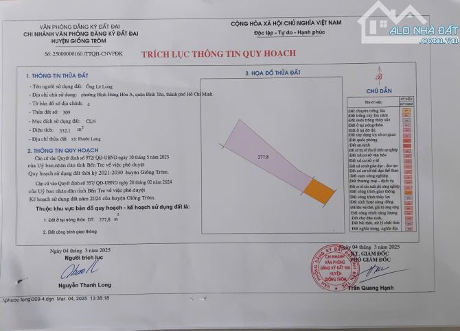Bán gấp 332m2 đất quy hoạch đất ở mặt tiền xã Hưng Phong - 1