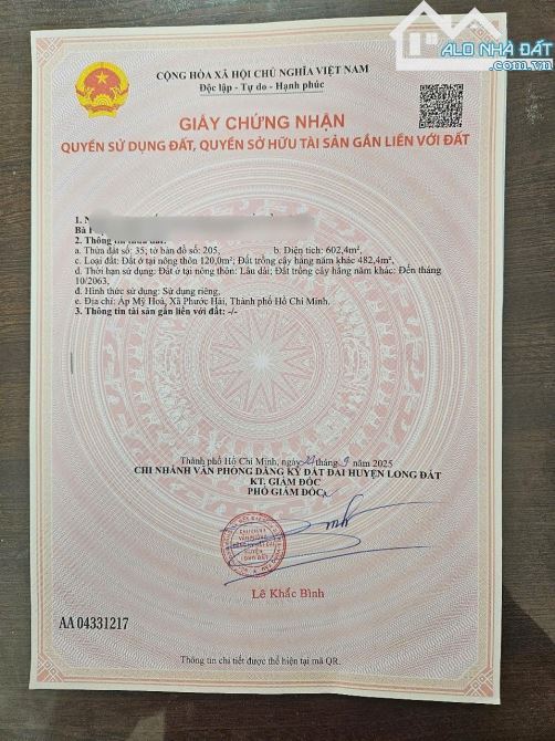 🌴 Bán đất 602m² trung tâm Phước Hải – gần TP.HCM, cách biển 4km, có rào cổng kiên cố 🌊 - 1