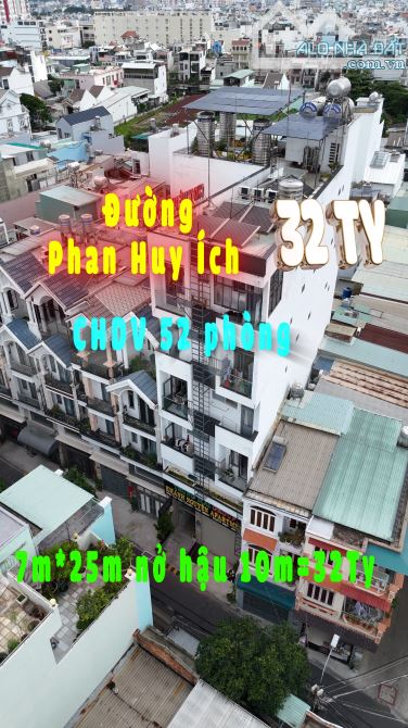 Bán CHDV Phan Huy Ích. DT đất 200m (7*22m), DTS 1000m, 6tầng 52phòng, TN 200tr, LG HXH 10m - 1