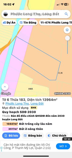 Bán lô đất 28.000m2 mặt tiền đường gần KCN Đất Đỏ, Phước Long Thọ Đất Đỏ, BRVT. - 1
