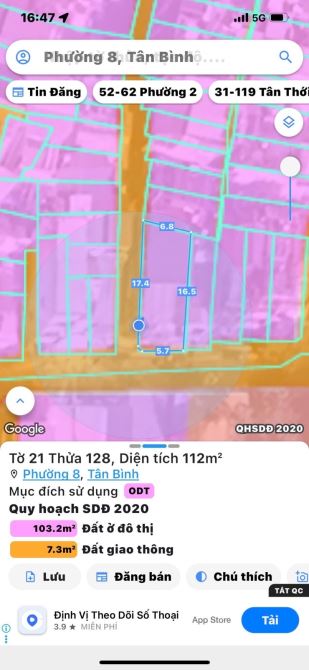 GẦN CHỢ TÂN BÌNH HẺM XE TẢI TRÁNH 105M2 CHÀO NHỈNH 100TR/M2 - 1