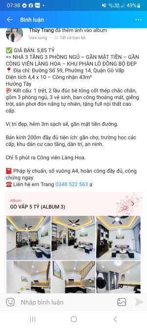 Ngang khủng 4m4 nhà 3 tầng 3 phòng ngủ 3wc tặng full nội thất phường An Hội Tây Quận Gò Vấ - 12