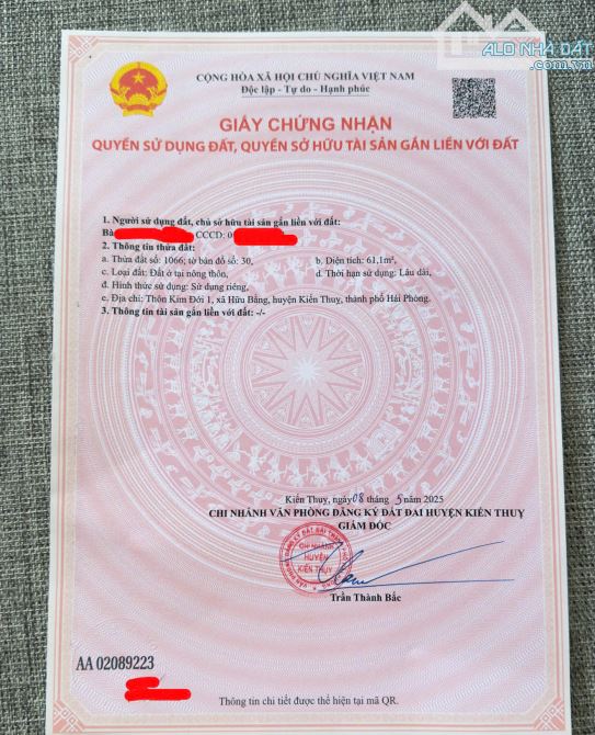 Chuyển nhượng lô đất trục thôn Kim Đới 1, Hữu Bằng, Kiến Thụy. - 2