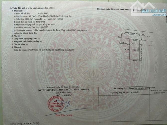 CHỦ CẦN BÁN GẤP 1000M2 ĐÁT LÚA, MT ĐƯỜNG 826B, PHƯỚC ĐÔNG - 2