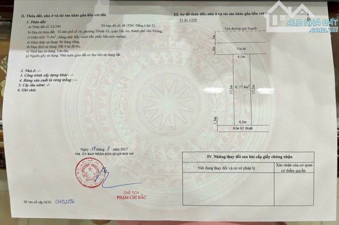 Bán lô đất TĐC Đằng Lâm 2, 77m2 ngang 4.5m vị trí cực đẹp. - 2