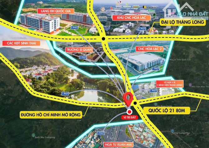 Chỉ 2xtỷ sở hữu ngay 100m2 đất Phú Cát, Quốc Oai, đường nhựa 6m, sổ đỏ sẵn gần Khu CNC Hòa - 3