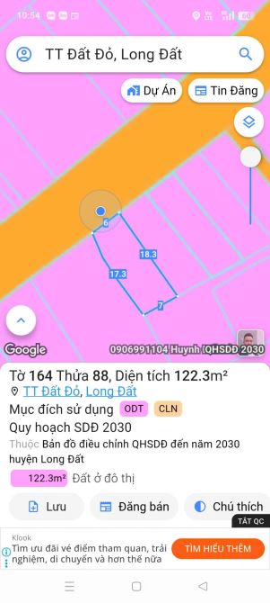 Bán đất mặt tiền Đường Nguyễn Đình Chiểu - TT Đất Dỏ .BRVT - Dt: 122m2 (6×18) 75m thổ cư. - 5