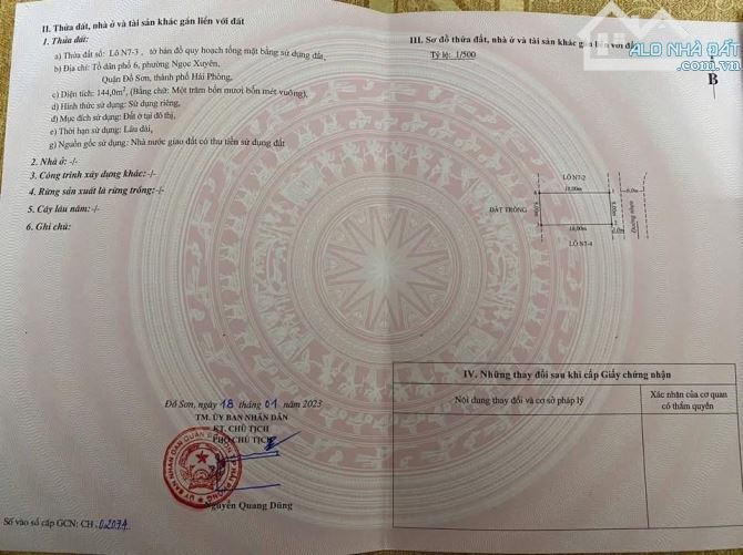 Bán Đất 144m2, 3,38 tỷ tại Đường Suối Rồng, Ngọc Xuyên, Đồ Sơn, Hải Phòng