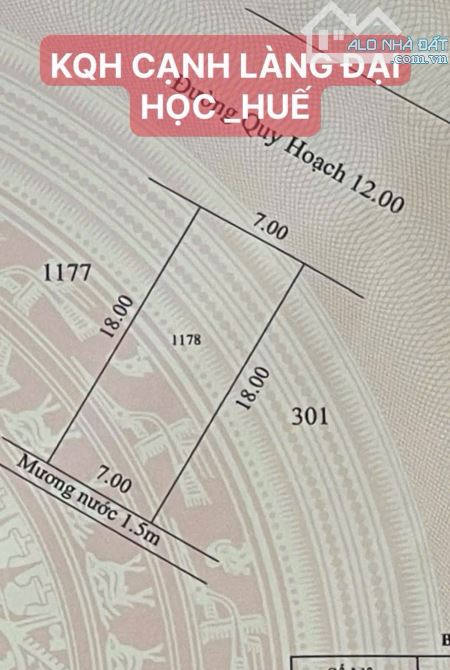 🔥🔥🔥🔥🔥Bán 126m2 đất KQH TRƯNG NỮ VƯƠNG cạnh làng Đại Học Huế giá tốt