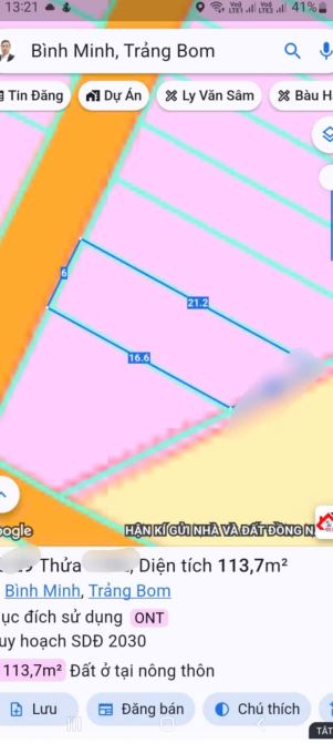Hạ Ngộp còn 999tr Bán Lô Đất 6 x 16,6m = 113m² SH Thổ cư, Sát khu TĐC Bình Minh, Trảng Bom