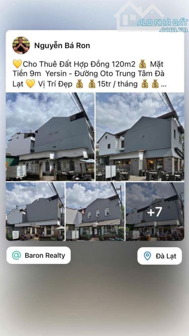 💛Cho Thuê Đất Hợp Đồng 120m2 💰 Mặt Tiền 9m  Yersin