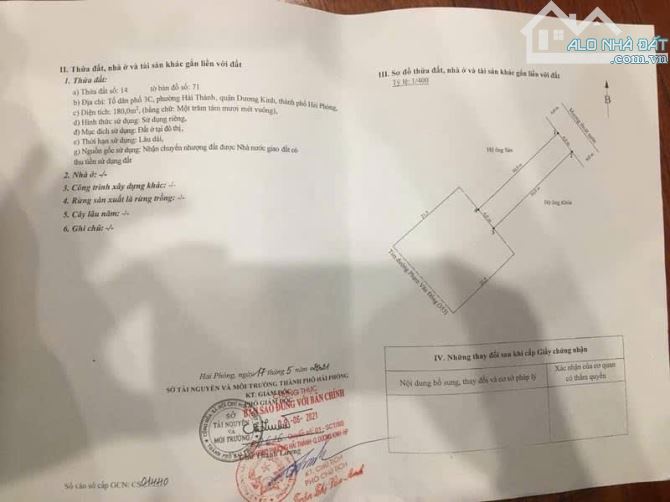 📣📣 Cần bán lô 180m ngang 6m mặt Đương Phạm Văn Đồng , Hải Thành , Dương Kinh.