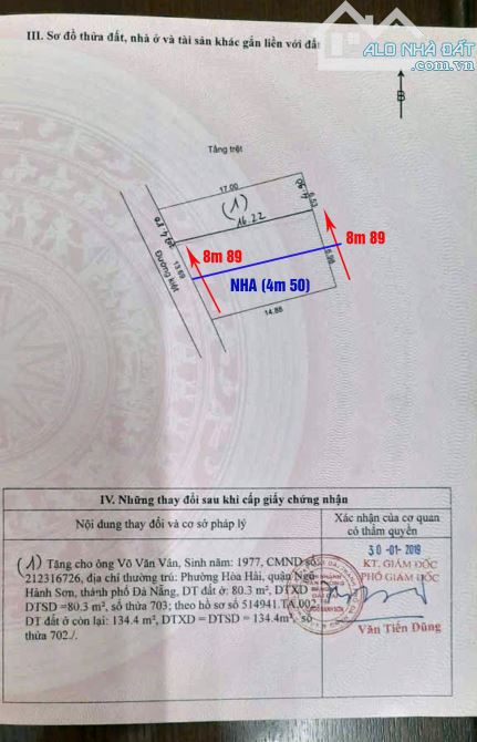 5.8 tỷ/căn nhà 2 tầng Kiệt ô tô số 93 Nguyễn Duy Trinh .Hướng : Tây