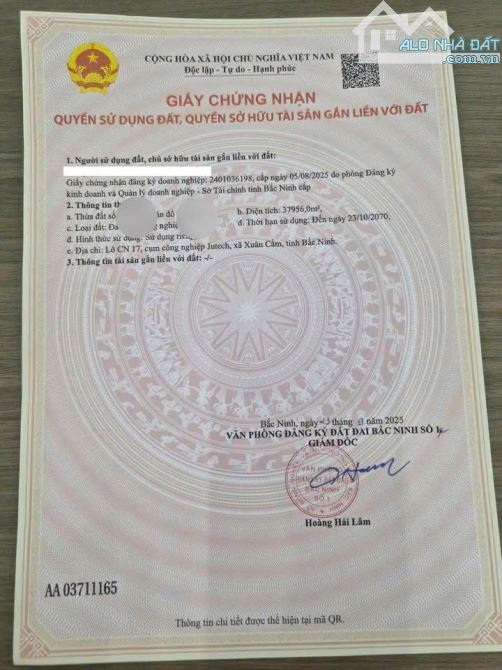 Chuyển nhượng 3,8ha đất công nghiệp cumj jutech Bắc NinhNinh - 1