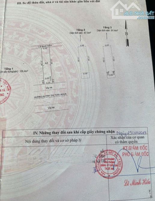 Bán nhà 1 trệt 2 lầu MT đường Huỳnh Thị Tươi p.Tân Bình Tp.Dĩ An chỉ 8ty500 TL M7817 - 19