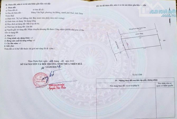 ĐẤT 2 MẶT TIỀN KIỆT ĐẶNG VĂN NGỮ - phường An Đông- TP Huế - Chỉ 2,xx tỷ - 2