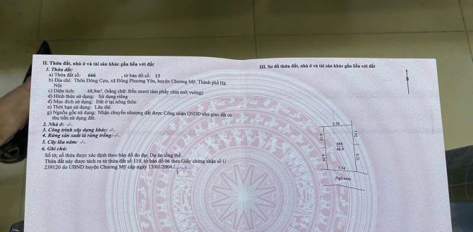 Chính chủ gửi bán lô đất ,48,9 m trung tâm phú nghĩa đường ôtô thông tứ phía - 2
