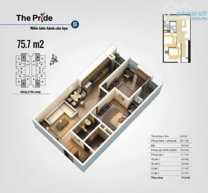 CẦN BÁN CĂN THE PRIDE TỐ HỮU HÀ ĐÔNG CT3 76M 2NG 2VS 5,55 TỶ - 2
