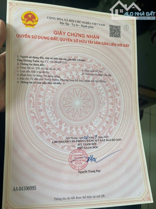 Chỉ 1,2 tỷ có ngay lô góc 45m2 ngang 4,3m tại Trung Nghĩa,Đồ Sơn ngõ ô tô thông nhau. - 2