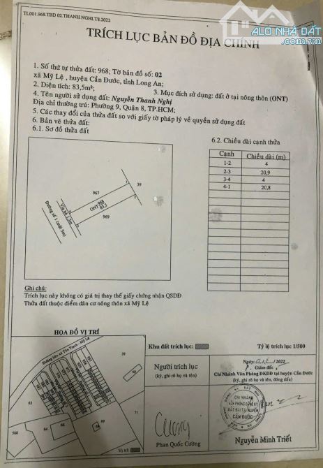 Khu Dân cư mỹ lệ Sát Bên Tỉnh lộ 830  4x20,9=83,5m2 Chính chủ ra gấp 820trieu - 2