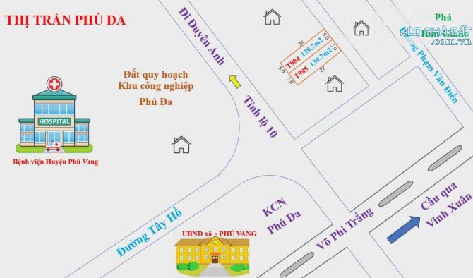 Bán 2 lô đất nền giá rẻ diện tích lớn 140m2 cạnh KCN Phú Đa chỉ 345tr/lô - 2