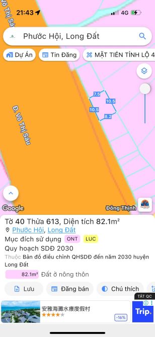 MẶT TIỀN TỈNH LỘ 44A - XÃ PHƯỚC HẢI - TP HỒ CHÍ MINH; Cách biển Phước Hải chỉ 5 phút 🌈DT - 3