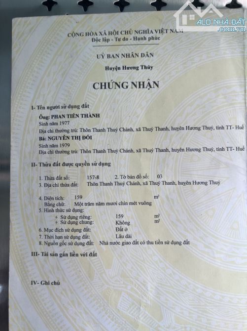 Bán đất 2 mặt tiền Thủy Thanh; Thành phố Huế (sát cầu ngói Thanh Toàn) - 3
