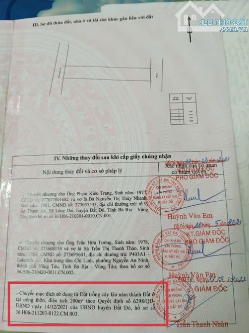 BÁN 1000M2 200M TC ĐƯỜNG NGUYỄN HUỆ - ĐỐI DIỆN NHÀ VƯỜN BIỆT THỰ  XÃ ĐẤT ĐỎ.BRVT - 5
