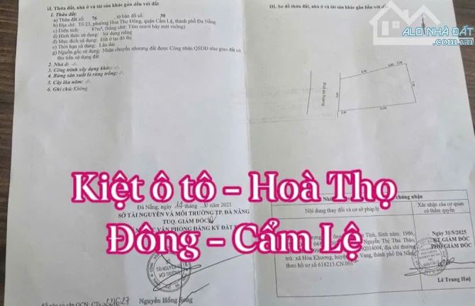 📌📌📌LÀM VIỆC TRỰC TIẾP GIÁ TỐT !!! Bán lô đất kiệt 5m ô tô, Hoà Thọ Đông - 2