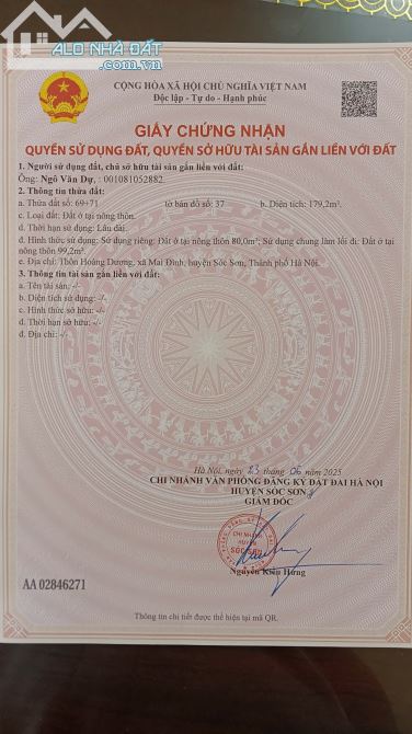 Chính chủ cần bán mảnh đất tại Thôn Hoàng Dương, Xã Mai Đình, Huyện Sóc Sơn, Hà Nội