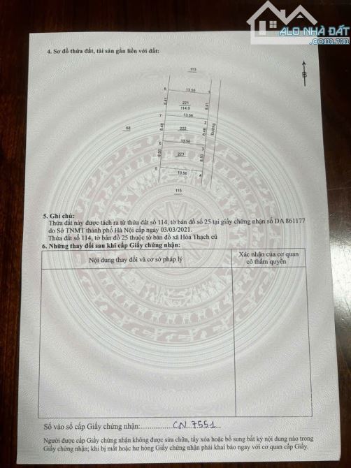 115 mét mặt tiền 8.5 mtại Hòa Thạch full thổ cư đường thông kinh doanh b