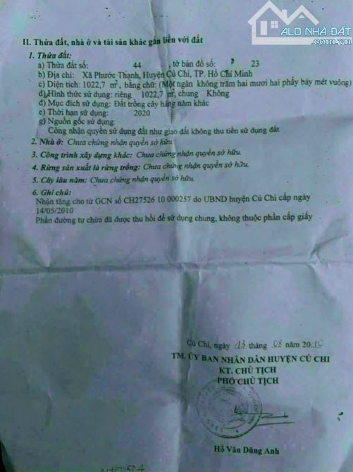 Bán nhà vườn xã phước thạnh, huyện củ chi, tp hcm, diện tích 18×56=1000m, khu dân cư hiện