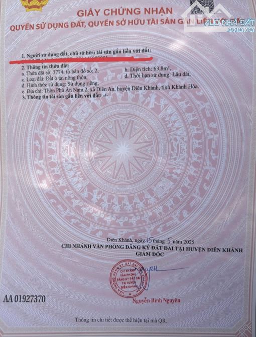 Bán đất cạnh KĐT Phú Ân Nam 2 - trung tâm Diên Khánh - 3