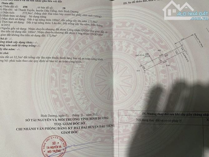 BÁN ĐẤT MT DT744, THANH AN, DẦU TIẾNG, DT: 6x45, TC100M2, SHR, GIÁ 1,850 tỷ - 3