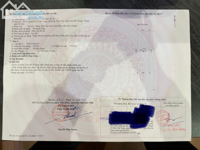 Bán nhà 4 tầng tại 31 ngách 2, ngõ 61 Lạc Trung, phường Vĩnh Tuy, Hà Nội